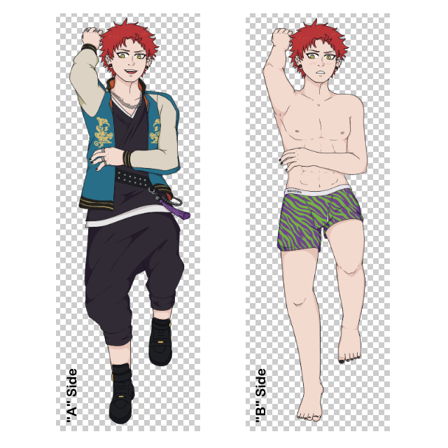 <b>Kuko dakimakura</b> <hr/> Fun fact: I draw dakimakuras as a hobby (and sometimes I have them printed!) Here's one I made a while back of Kuko Harai from Hypnosis Mic.